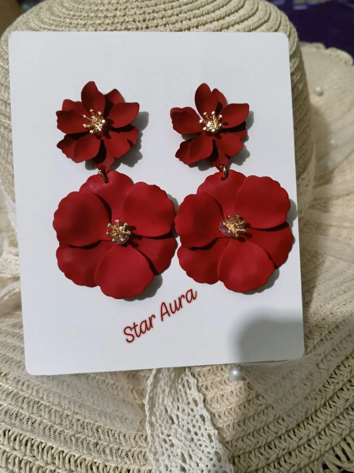 Golden Floral Drop Earrings